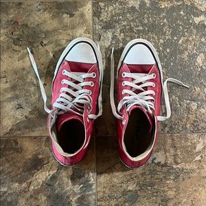 Vibrant Red Kids High-Top Sneakers